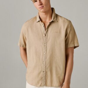 Camicia pepe jeans manica corta beige percy