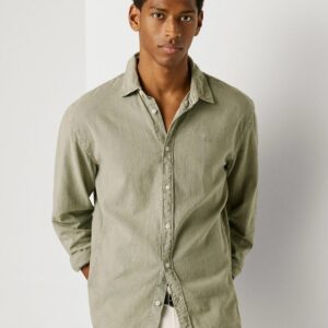 Camicia pepe jeans kaki manica lunga lino